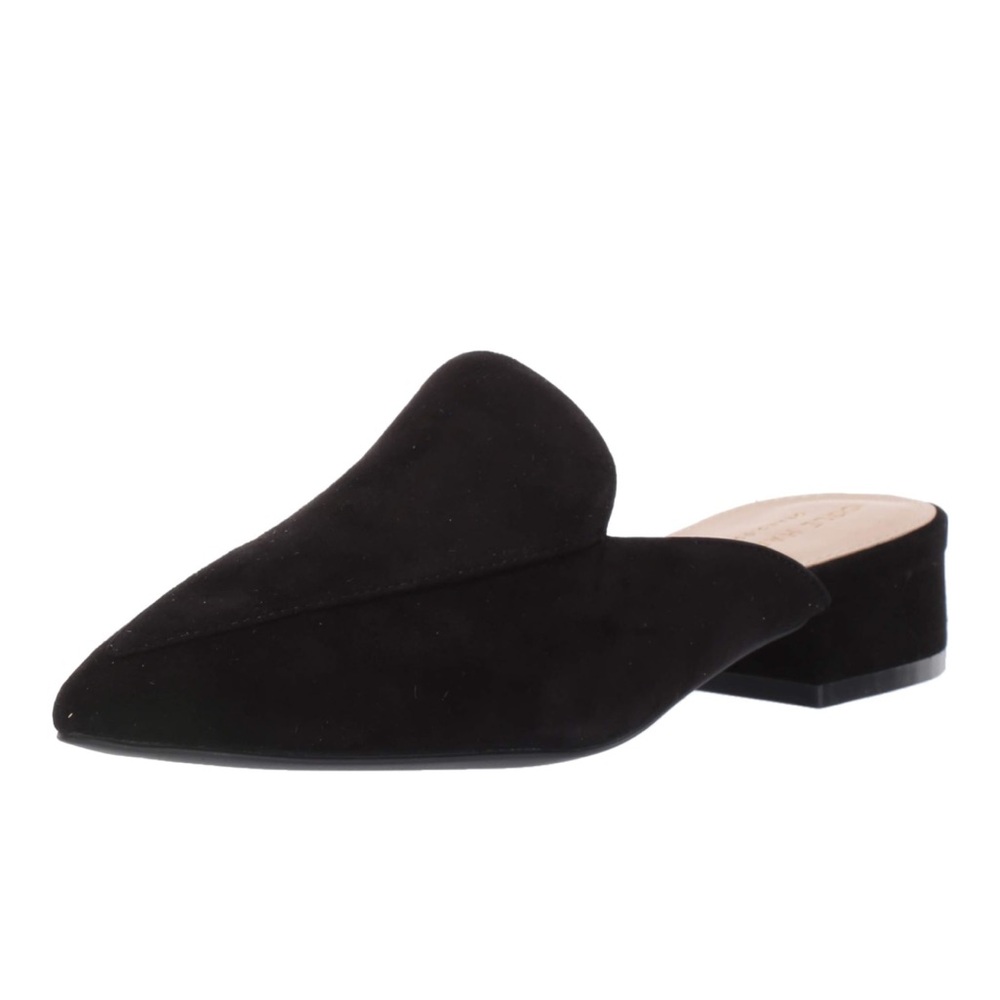 Women's Black Suede Pointed Toe Slip-On Mule